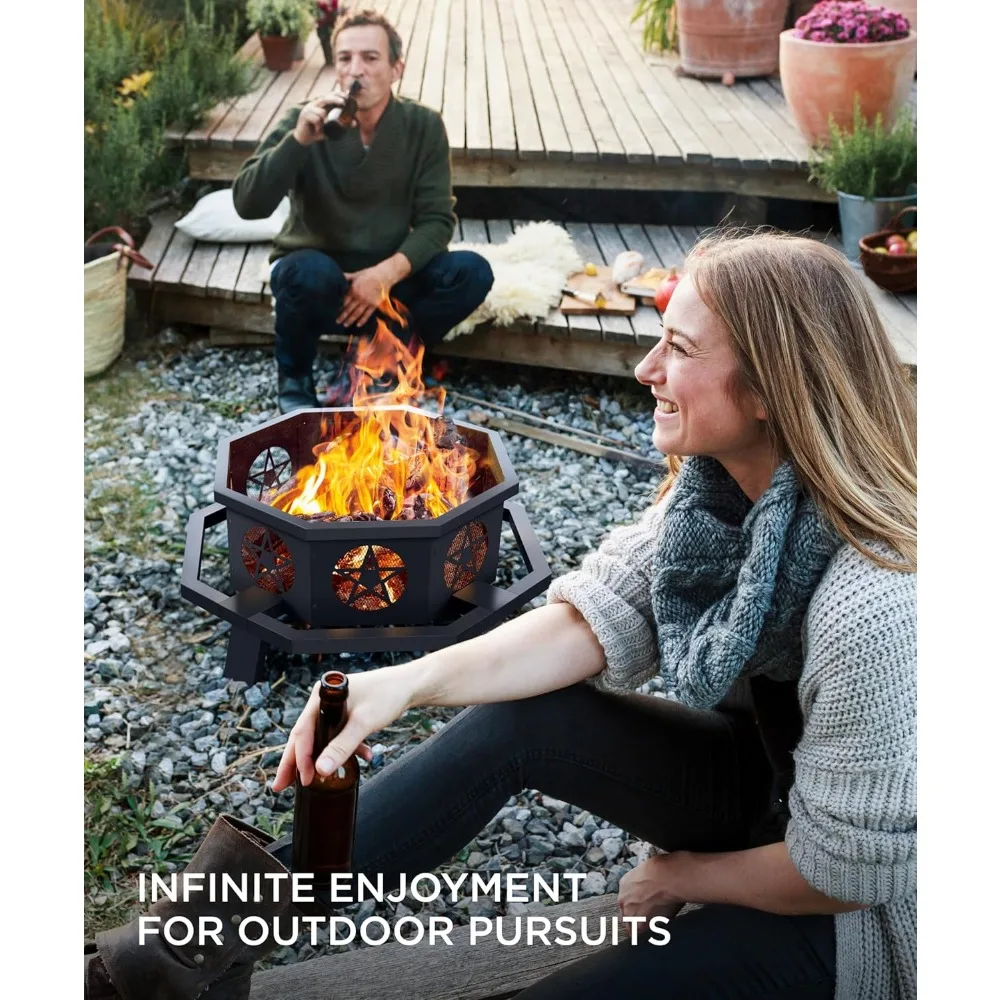 

35 inch Fire Pit,Outdoor Fire Pit Wood Burning Fire Pits with Cooking Grill,Large Firepits for Bonfire, Backyard, Patio, Picnic