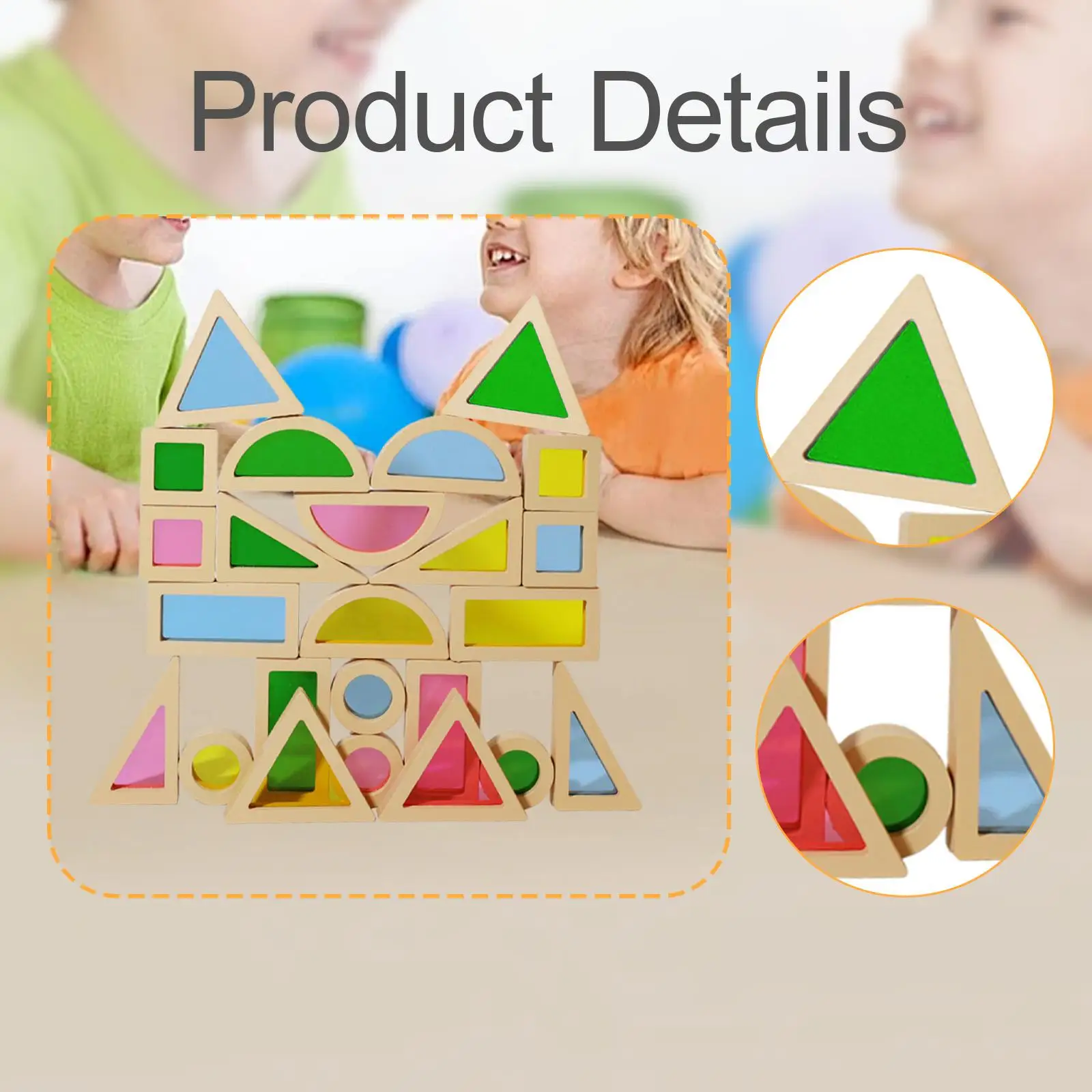 24 Pieces Stacking Building Blocks Geometry Sensory Toy Colorful Color Shape Early Learning for Parent Child Game 2 Year Old