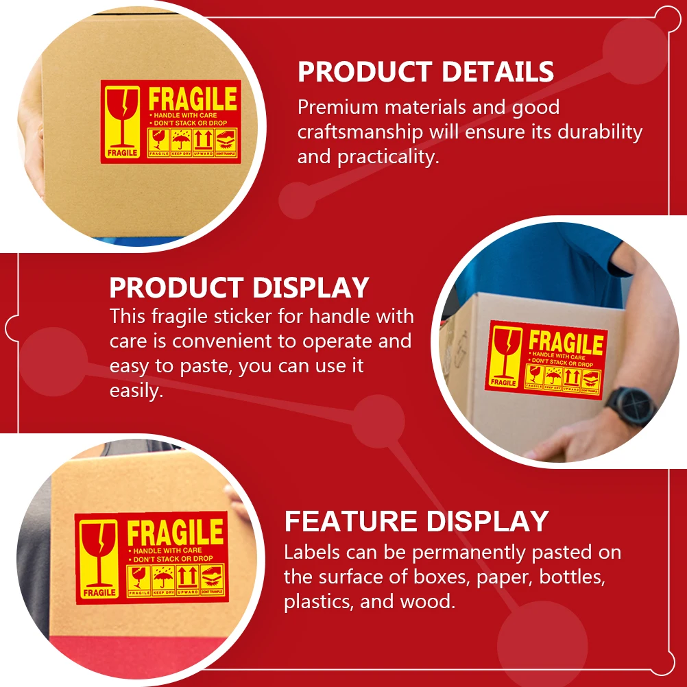 

1 Roll Fragile Sticker Premium Shipping Care Label Waterproof Packing Warning Sticker for Packages Moving Storage