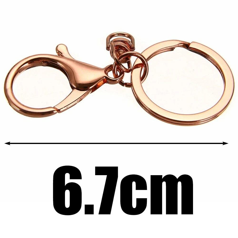 10pcs Rose Gold Lobster Clasp Trigger Clip Key Ring w/ Split Ring Accessory