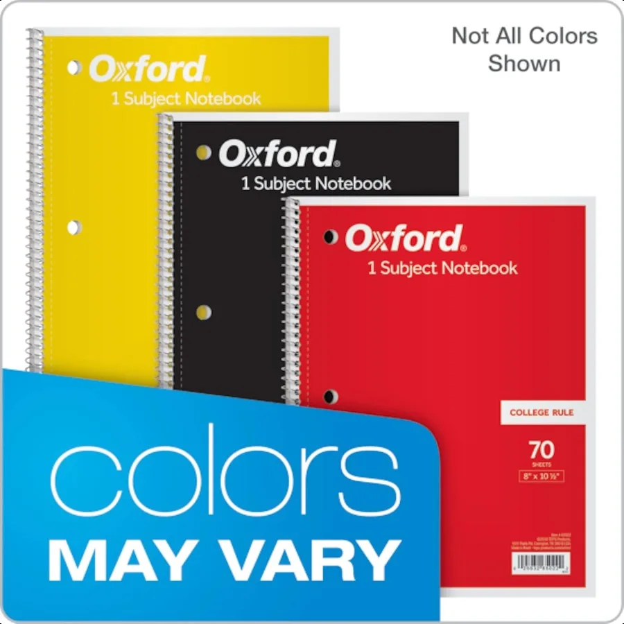 Spiral Notebook 6 Pack 1 Subject College Ruled Paper 8 x 101 2 Inch Color Assortment Design May Vary 65007
