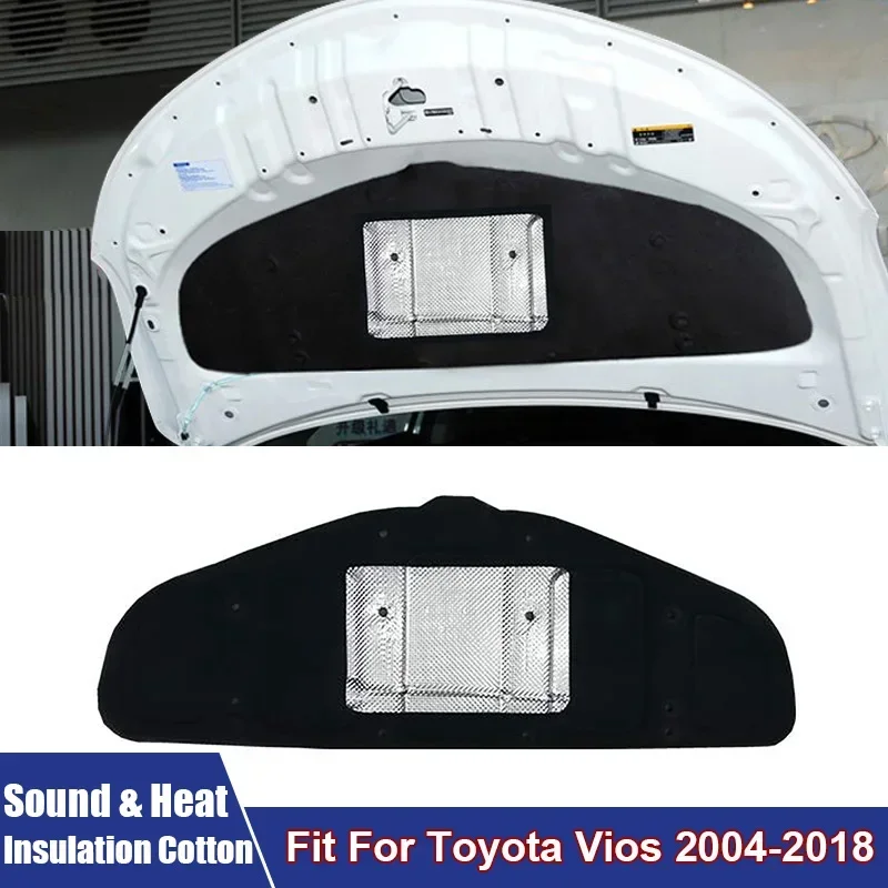 New Car Engine Sound & Heat Insulation Cotton Fit For Toyota Vios 2014-2018 Aluminum Foil Front Hood Engine Sound Insulation Pad