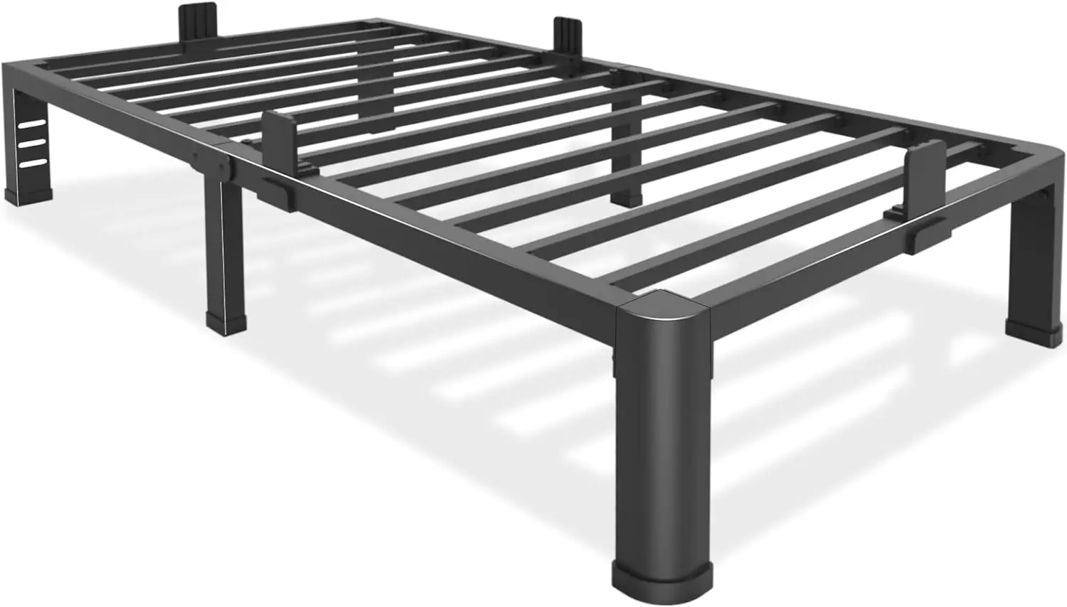 

Twin Size Metal Bed Frame with Round Corner Legs, Heavy Duty Steel Slats, Easy Assembly, Noise-Free for Kids Room, Black