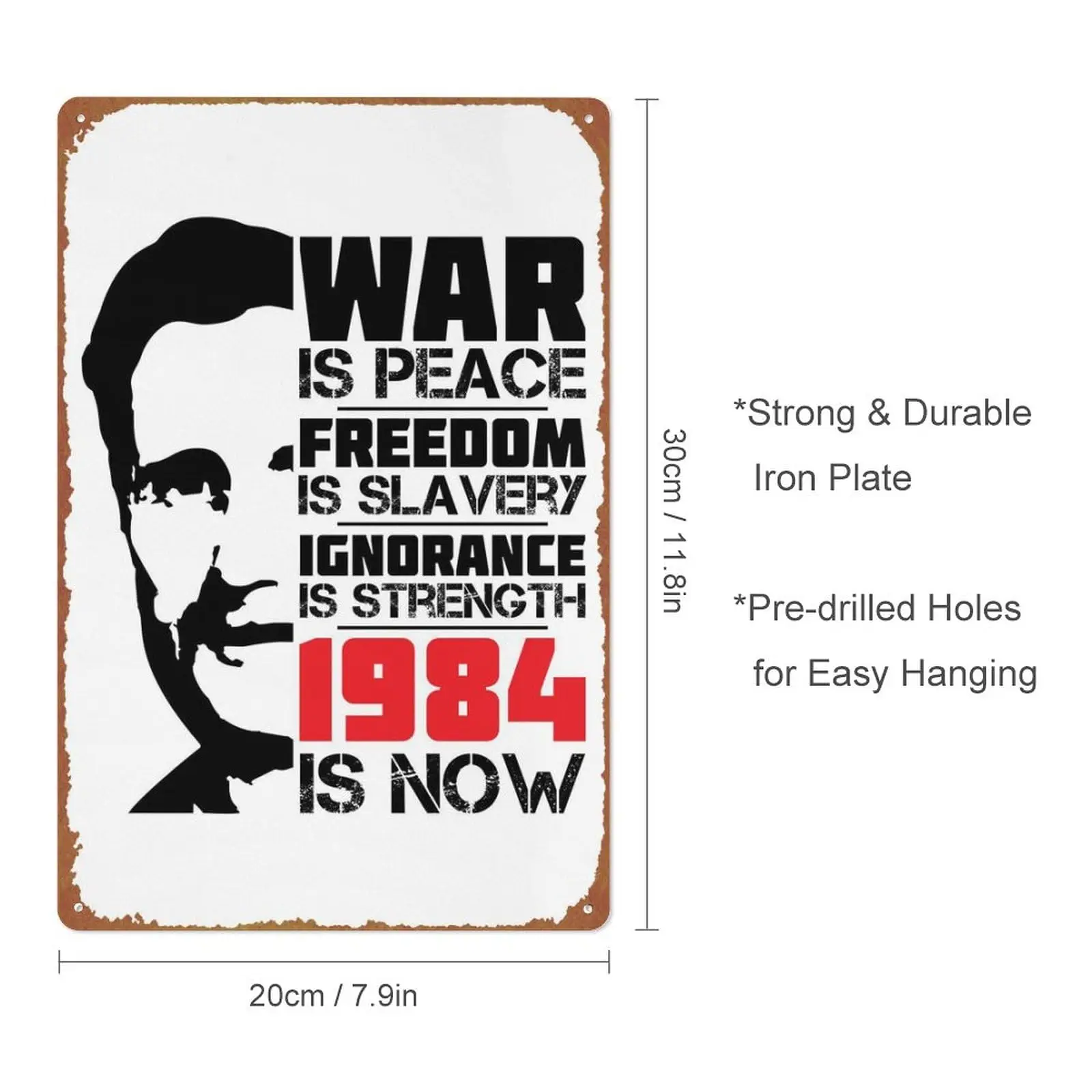 1984 is Now George Orwell Posters Tin Signs Retro Metal Movie Tins for Bar Pub Home Cafes Wall Decor, 8X12 Inch (20X30 CM)