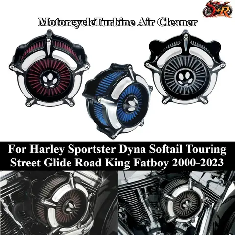 Motorcycle CNC Turbine Air Cleaner Filter Intake For Harley Sportster Dyna Softail Touring Street Glide Road King Fatboy 00-2023