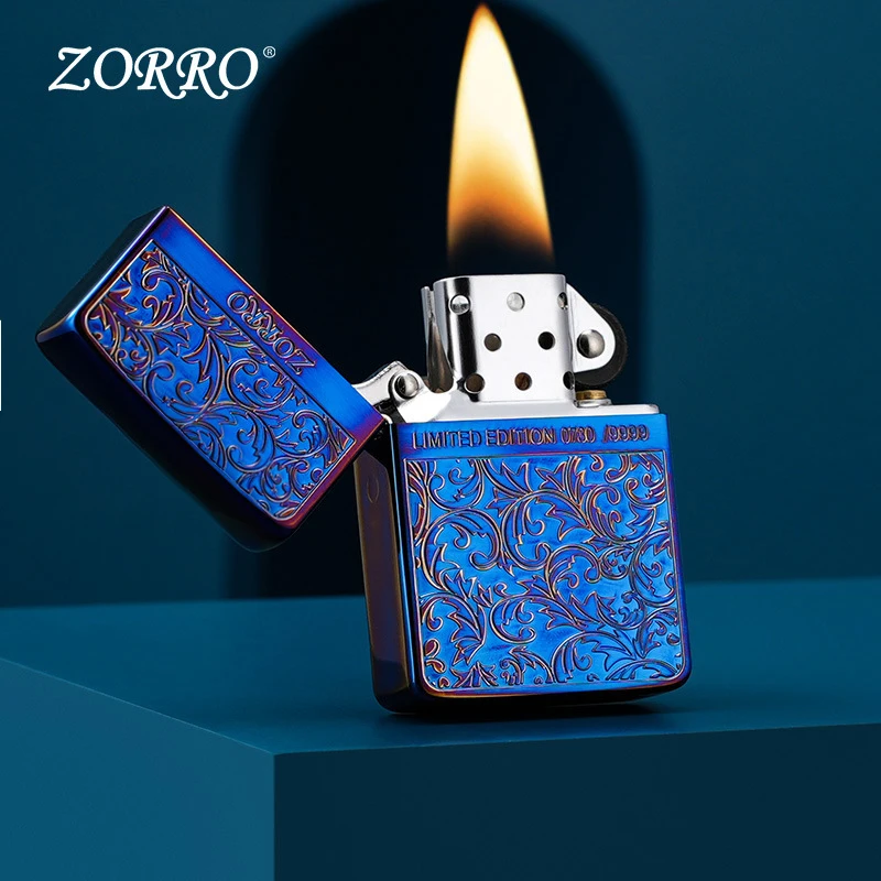 ZORRO Smoked Blue Limited Edition Tangcao 1941 Remastered Practical Oil Windproof Lighter Collection Gift Lighters Smoking