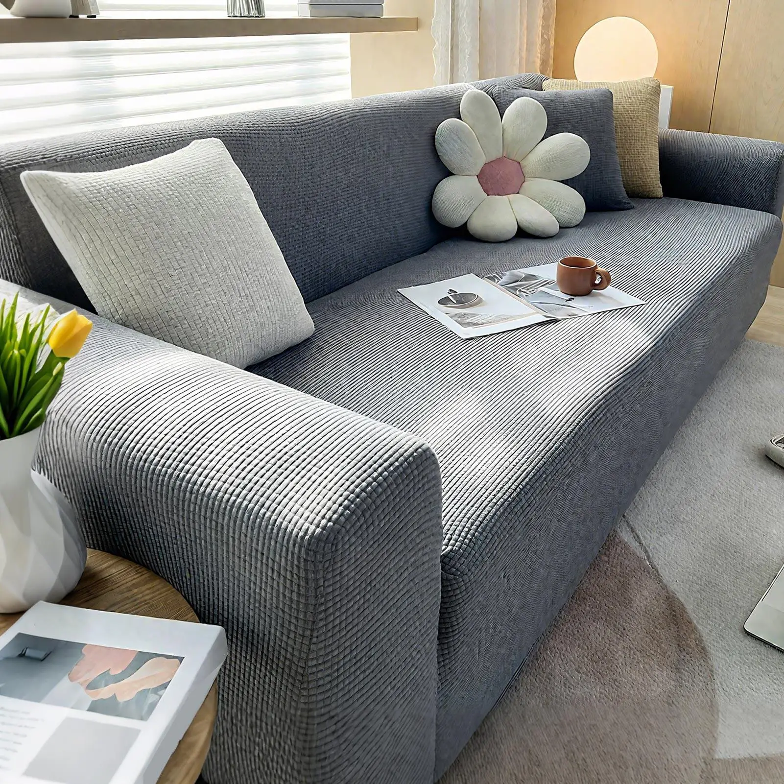 

Sofa Cover Elastic For Living Room Home Stretch Slipcovers Couch Covers 3 Seater Furniture Protector For Workplace Living Room