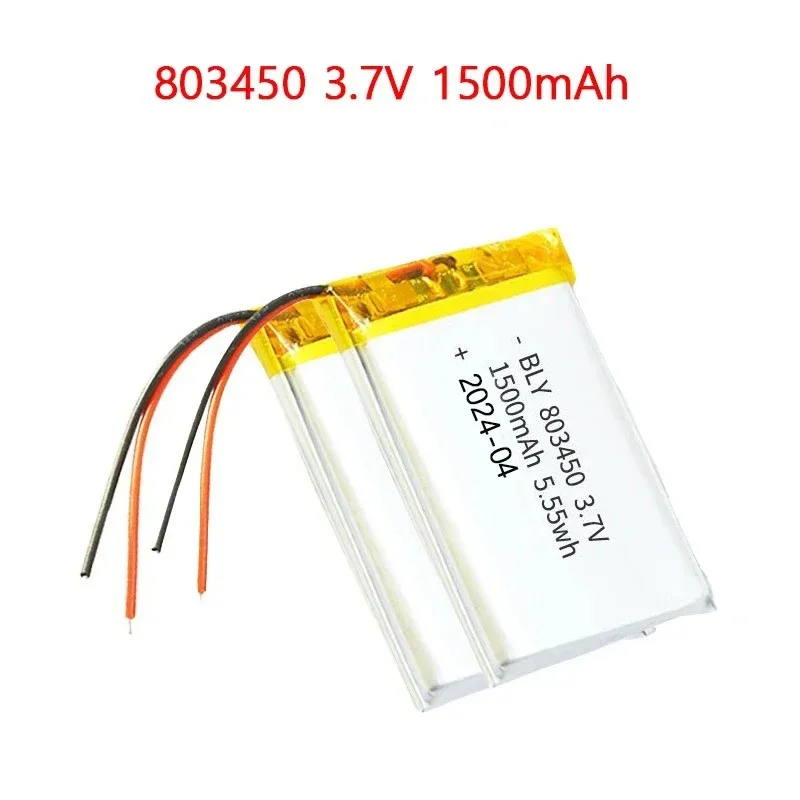 803450 3.7V 1500mAh New Large Capacity Polymer Lithium Rechargeable Battery for Camera GPS Navigator MP3/4/5 Bluetooth Headset