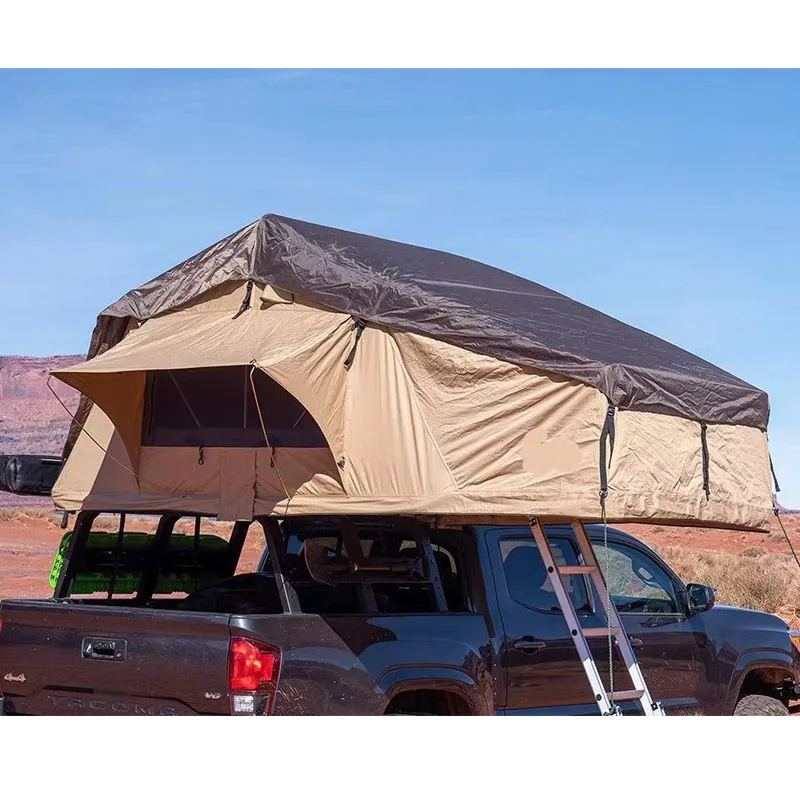 Factory Outdoor Camping Awning Soft Shell Roof Top Tent Bed Luxury Car Roof Bed Folding for SUV Car Free Ladder
