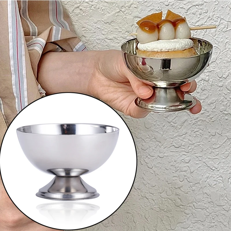 

Ice Cream Cups Salad Bowl Stainless Steel Bowl Dessert Fruit Plate Snack Dish Party Supplies