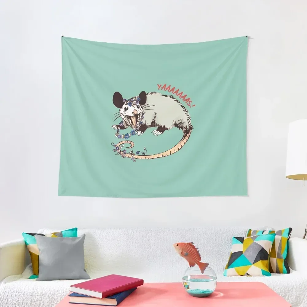 Daisy Chain Opossum Possum Yaaaas! Tapestry Mushroom Wall Mural Anime Decor Tapestry