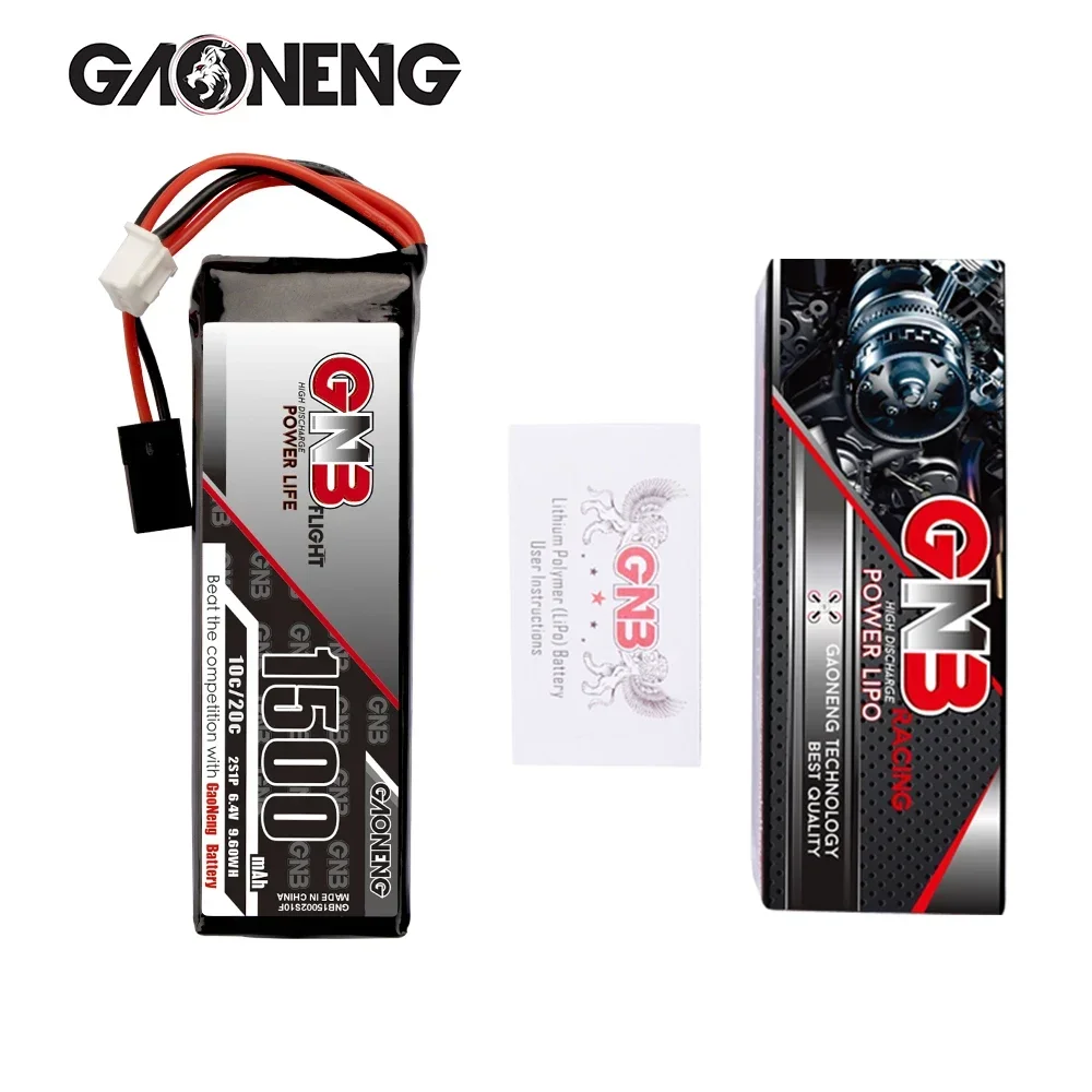 GAONENG GNB 1500mAh 2S 6.4V 10C LiFePO4 LiFe Battery RX Receiver Transmitter Battery With Futaba Connectors