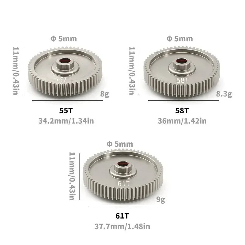 

2 шт., 55T, 58T, высокоскоростная цилиндрическая шестерня 53665 для TAMIYA TT01 TT-01 1/10, детали для обновления радиоуправляемого автомобиля, аксессуары