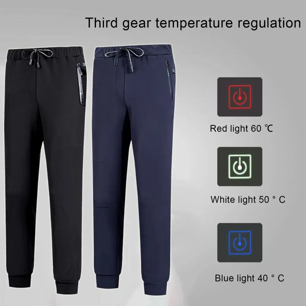 Unisex Pants 3 Temperature Modes Intelligent Thermostat Plus Size Plush Lining USB Heating Pants Thicken Drawstring Trousers