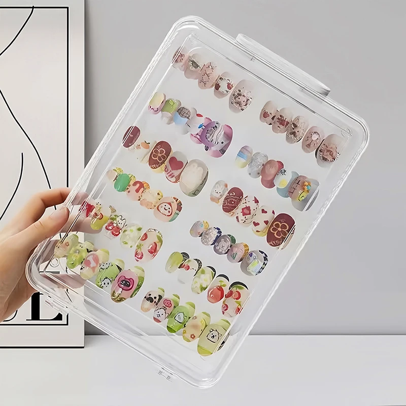 Scatola portaoggetti vuota per unghie Set di imballaggio per unghie finte per organizzatore di manicure Forniture per unghie con nastro adesivo biadesivo