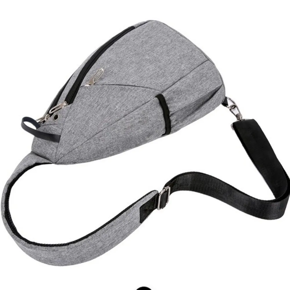 Multilayer Men's Chest Bag Large Capacity Multifunctional Oxford Sling Shoulder Bag Adjustable Strap Solid Color