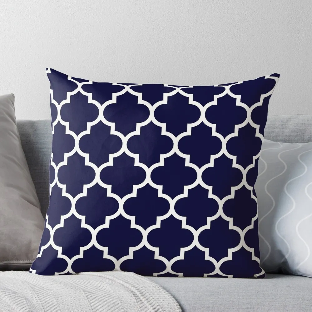 

Navy Blue Quatrefoil Pattern Throw Pillow christmas decorations for home 2024 autumn pillowcase