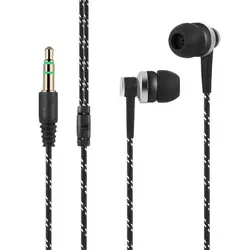 Nylon Weave Wired In-ear Earphone 3.5mm In Ear Earphone Cable Headset For Smartphone Laptop Stereo Earbuds
