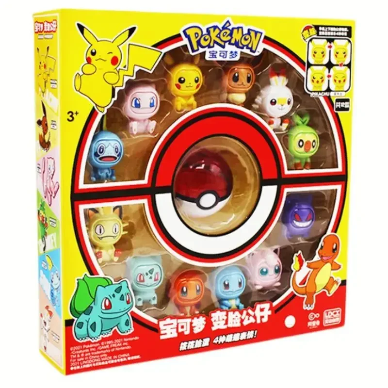 Original Pokemon Face Changing Anime Action Figure Kawaii 12 Kind Doll Dragon Ball Pokeball Pocket Monster Pikachu Child Toy Set