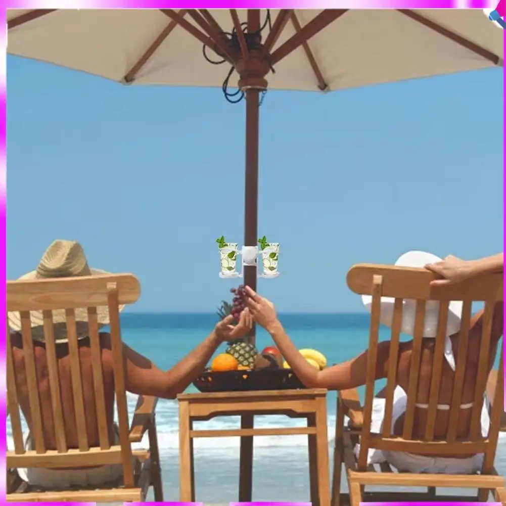 N96R Beach Umbrella Cup Holder Parasol Tray Cup Multi-Functional Sunshade Umbrella Tube Leak-Proof Water Tray Drinks Holder
