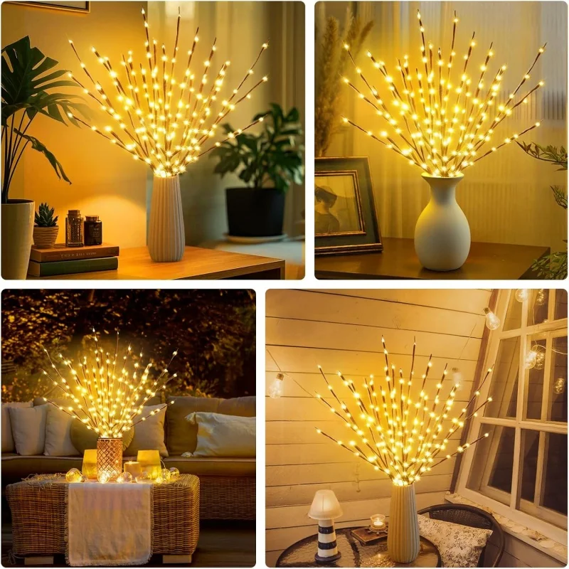 LED Tree Branch Light  Christmas Garland String Lights Battery Powered Vase Fille  Fairy Light for Party Wedding New Year Decor