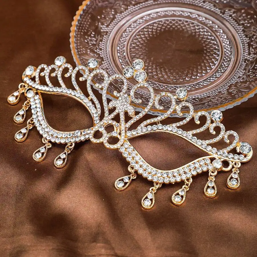 

Rhinestone Tassel Face Mask Headpiece For Wedding Bachelorette Party Banquet Accessories