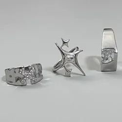 Punk Harajuku Y2K Shiny Star Cross Crystal Rings for Women Unisex Couple Engagement Ring Party Creative Jewelry