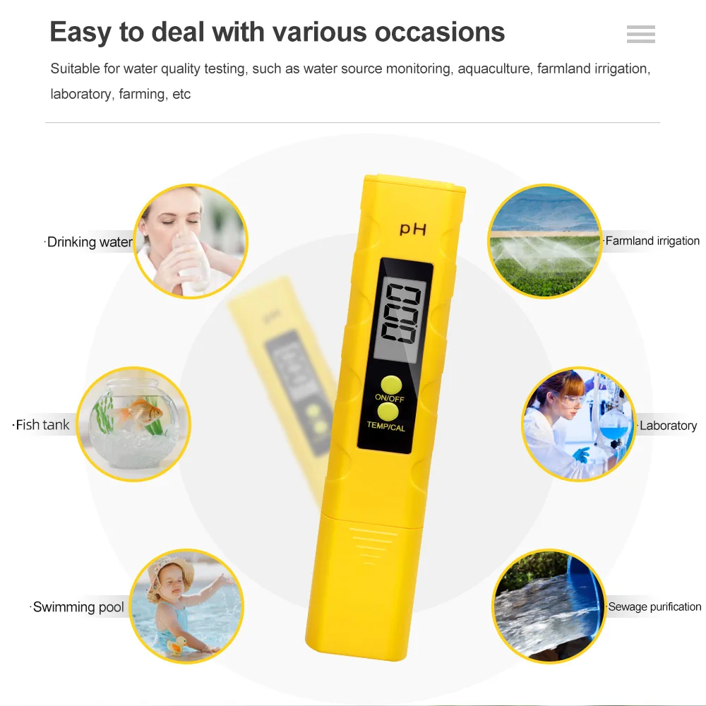 Digital PH Meter Acidity Tester Accuracy 0.01 Water Quality Test Purity Monitor 0.01 PH Detector for Aquarium Wine Urine