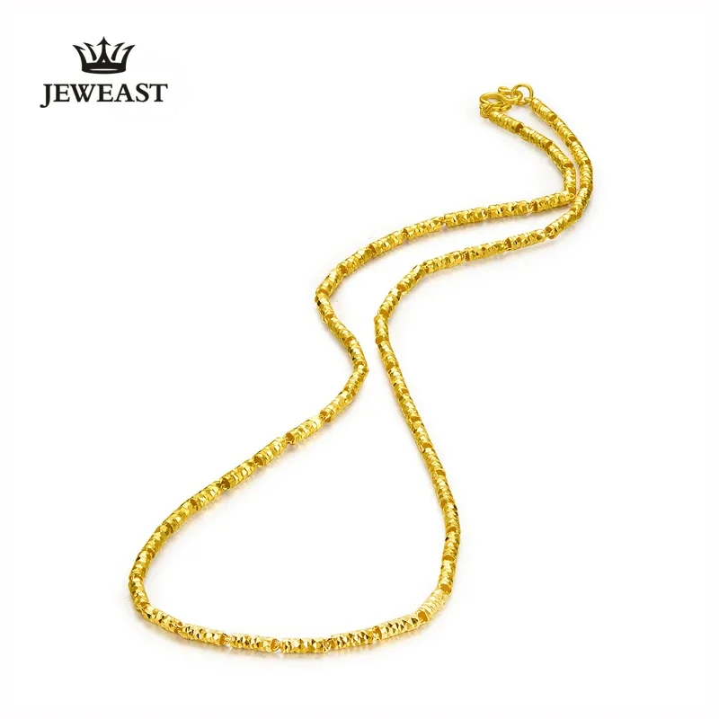 HMSS 24k Gold Woman Chain Necklace Real Hot Sell Fine Jewelry Wedding Engagement Gift Female Pure  AU999 SOLID trendy 2023 new