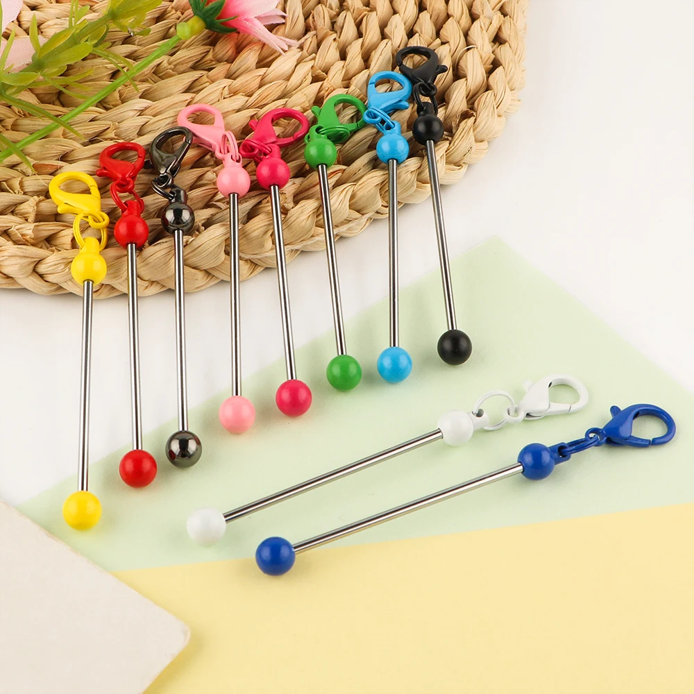 5/10pcs Beadable Keychain Bars Multicolor Lobster Buckle Monochrome Keychain Strip DIY Keychain Jewelry Craft Hanging Accessorie