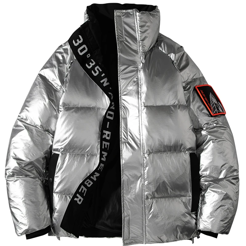 Winter White Duck Down Jacket Men Fashion Shiny Thick Warm Hip Hop Coats Outdoor Couple Male Puffer Jackets Streetwear