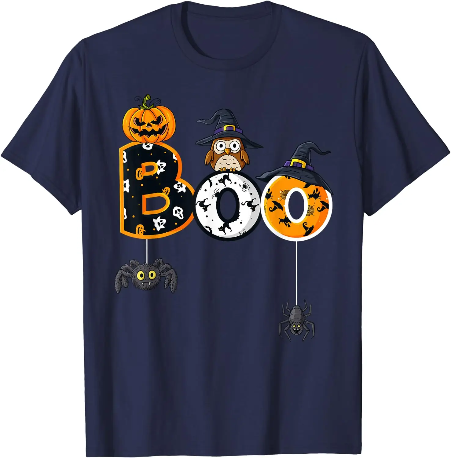 Halloweenowa Boo sowa z kapelusz wiedźmy pająkami chłopcy dziewczynki dzieci t-shirt codzienna krótka bawełna cztery pory roku koszulki świąteczne