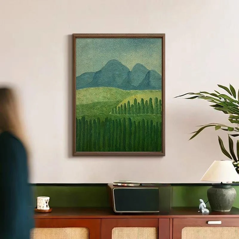 Entrance living room dining room aisle hanging painting high-grade texture spring green wind oil