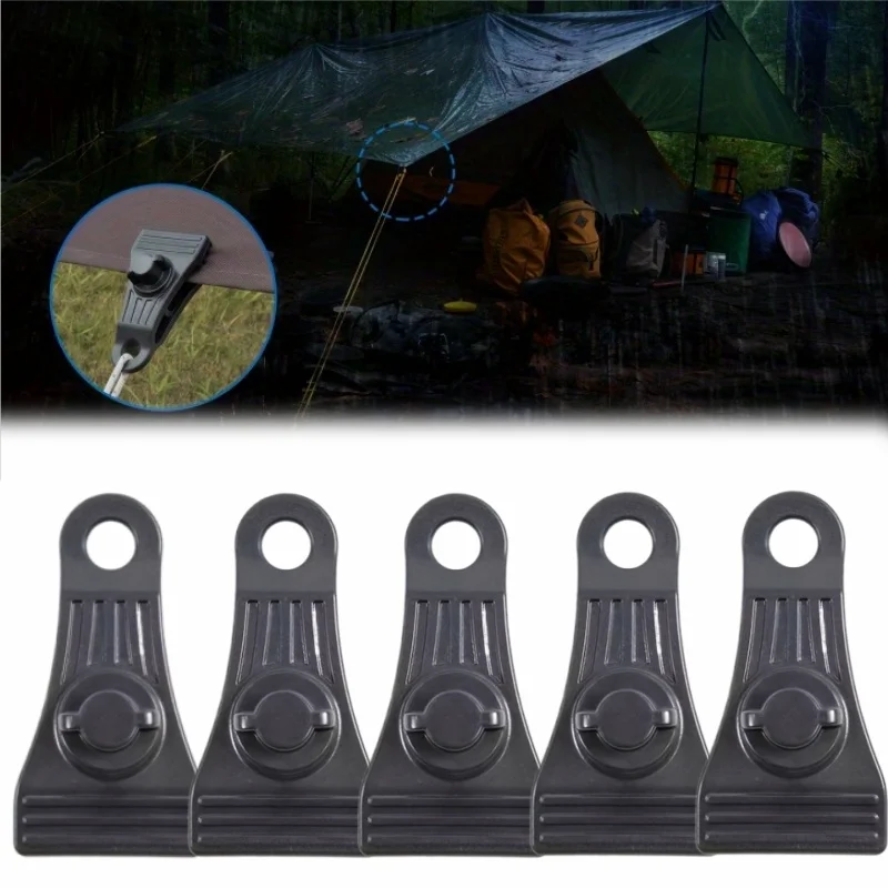 

5pcs Heavy Tent Clips Black ABS Locking Handle Clips With Adjustable Rotation Tooth Outdoor Clips Hooks For Camping Awning