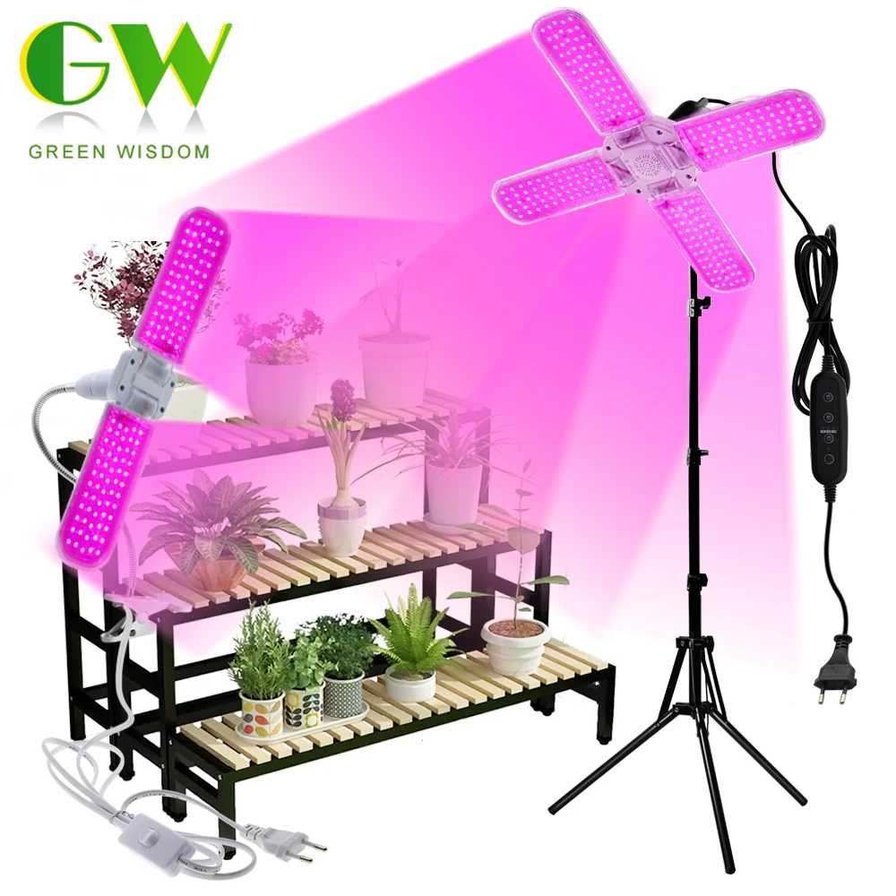 Dobrável led crescer espectro completo de luz e27 lâmpada crescente phytolamp com suporte folha em forma de planta luz para a flor planta interior