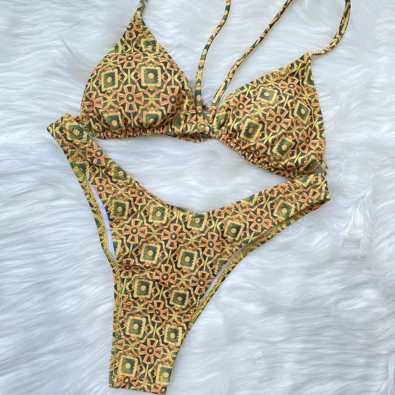 

Floral Print Micro Mini Bikini 2023 New Sexy Push Up Swimwear Women Swimsuit Vintage Triangle Bikini Sets Beachwear Bathing