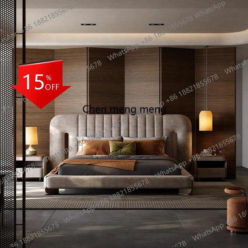 Q181 Comfortable Adult Bed Salon Quality Light Luxury Bedroom Double Bed Modern Unusual Wedding Romantic Beliche Hotel Furniture