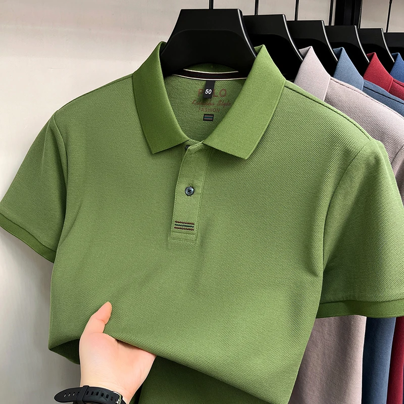 

100% cotton luxury brand short sleeve polo shirt fashion simple embroidery men's summer solid color casual business new T-shirt