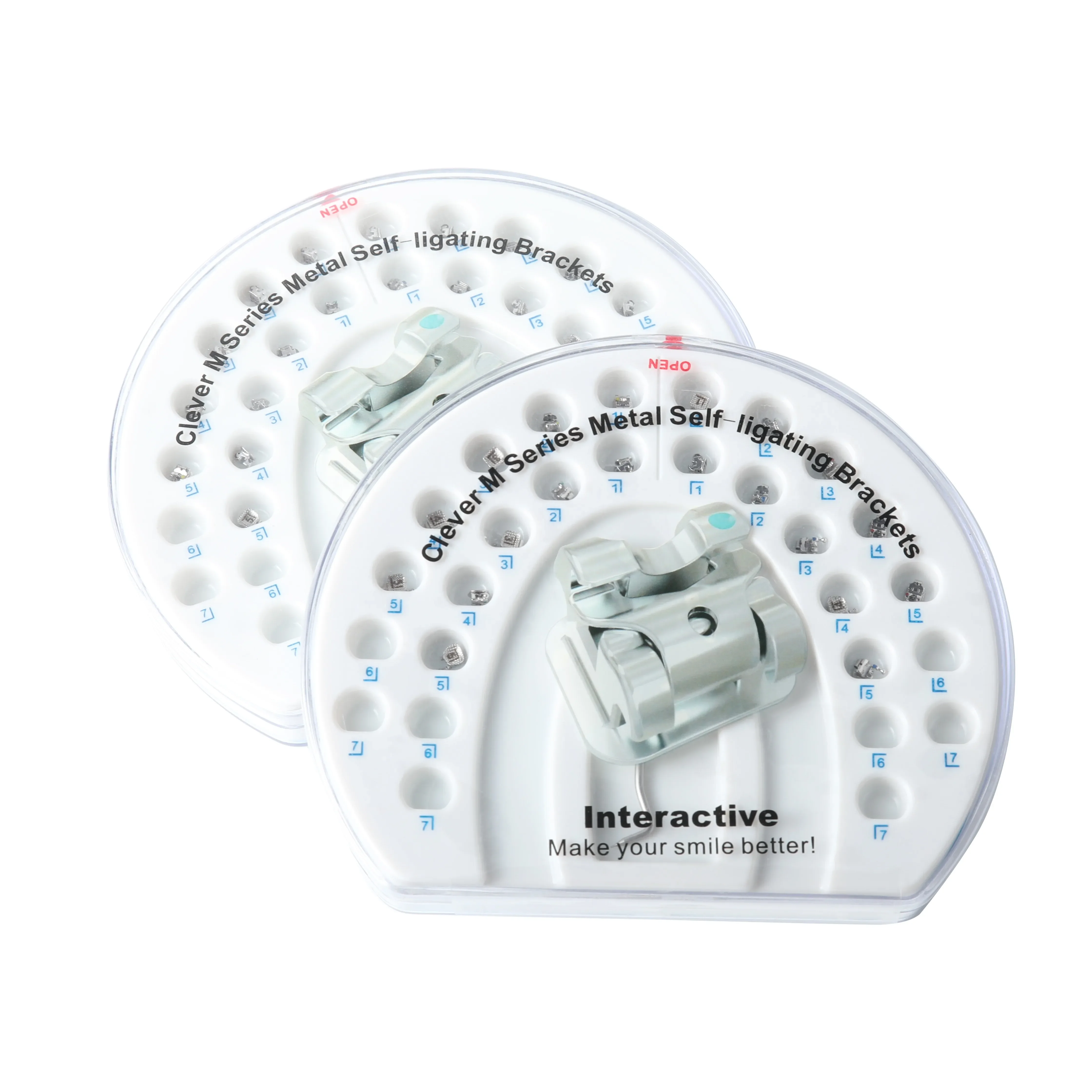 Clever-M Series Metal Self-Ligating Brackets MBT Roth 0.022 Slot, 20/28 Pcs Full Arch Kit with Opener