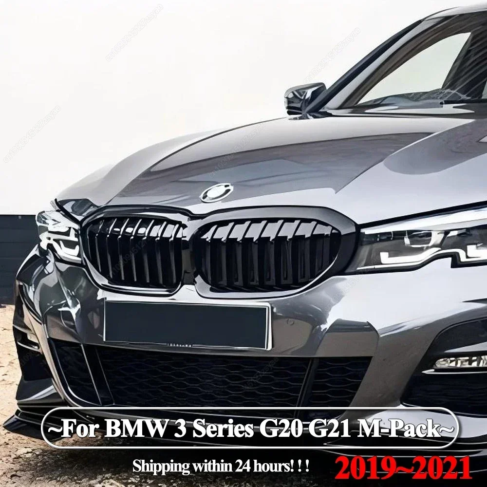 Car Front Kidney Grille Single Slat Front Racing Grills Bumper Kidney Grill Grilles For BMW 3 Series G20 G21 2019-2022 M-Pack