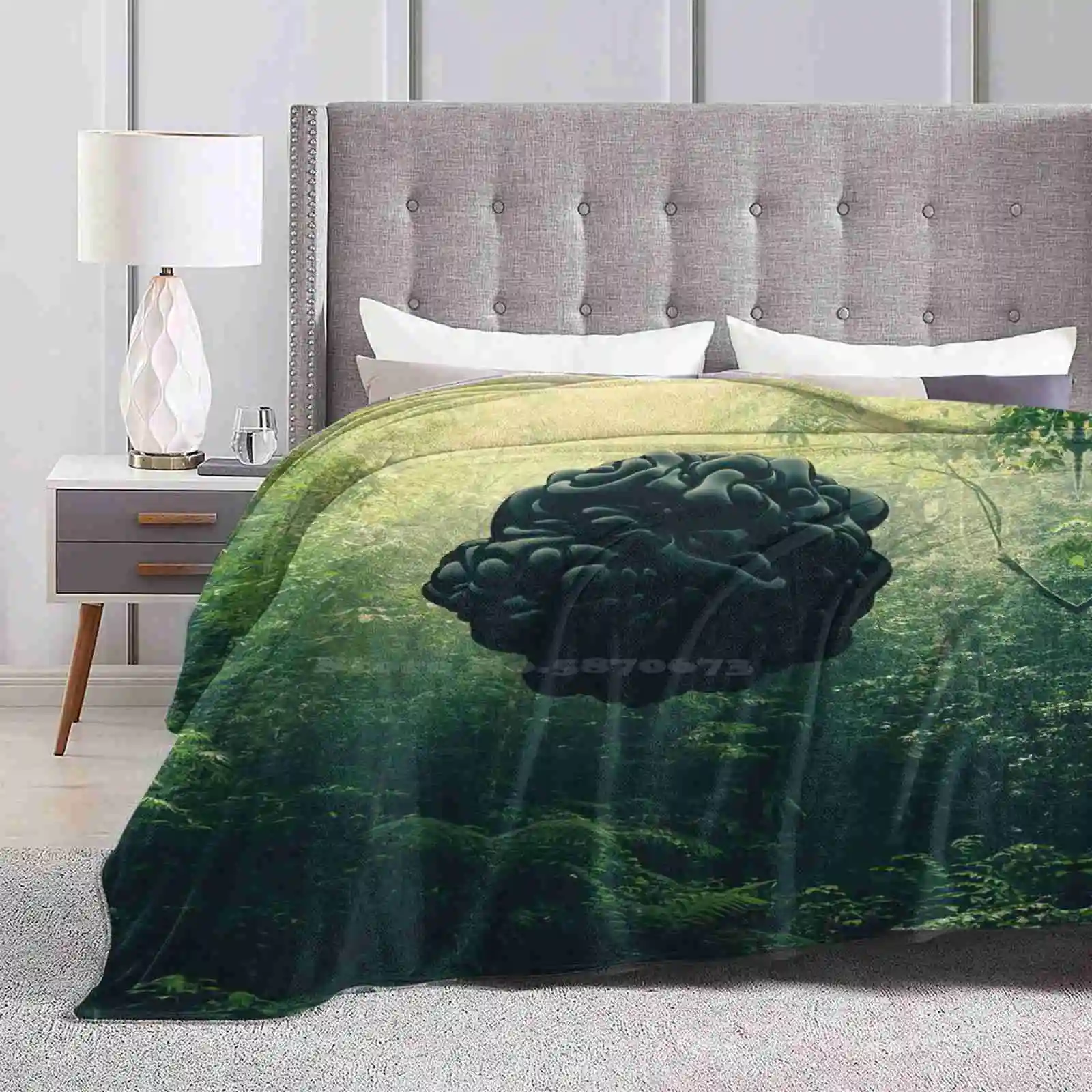 Blacks Creative Design Light Thin Soft Flannel Blanket Person Crowd Cover Imagination Man Surreal Clouds Stone Archtecture