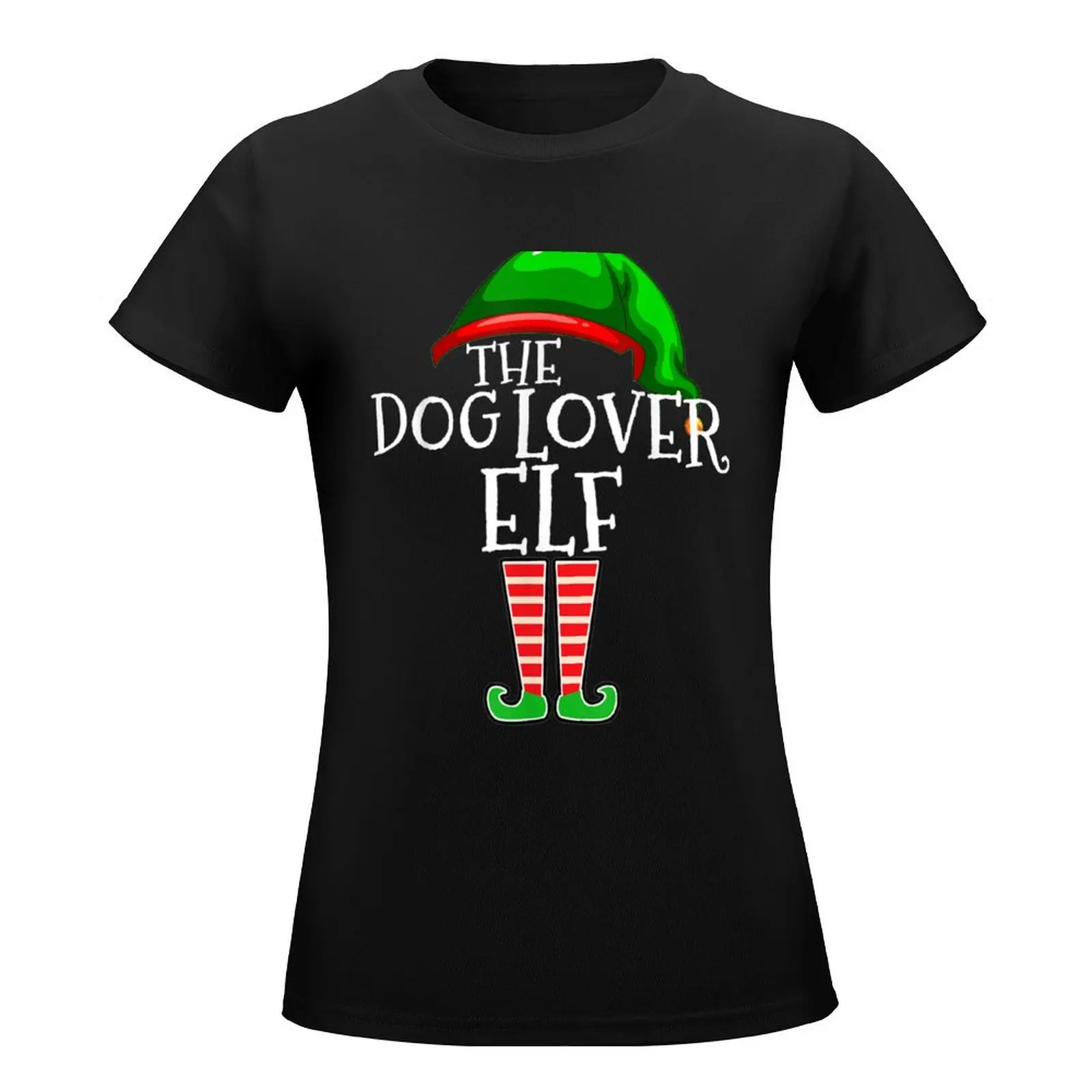 Dog Lover Elf Group Matching Family Christmas Gift Mom Dad T-Shirt quick-drying Blouse t-shirts for Women loose fit