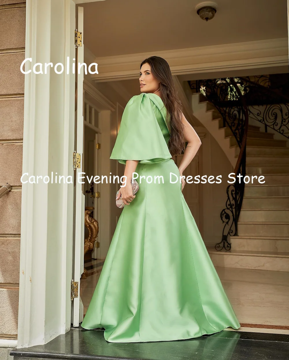 Carolina Satin A-line One-shoulder Arab Ruffle Prom Gown Floor Length Saudi Evening Formal Elegant Party Dress for Women 2023