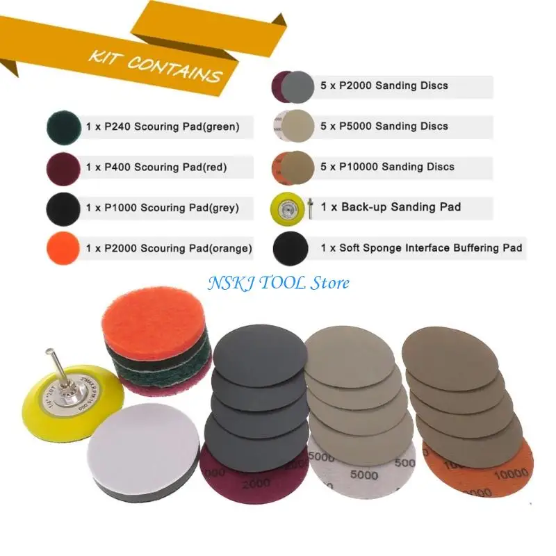 L8RC 21PCS Professional Sandpaper Set Car Headlight Polisher Plastic Metal Surfaces Polishing Sanding Discs Refinishing Tool