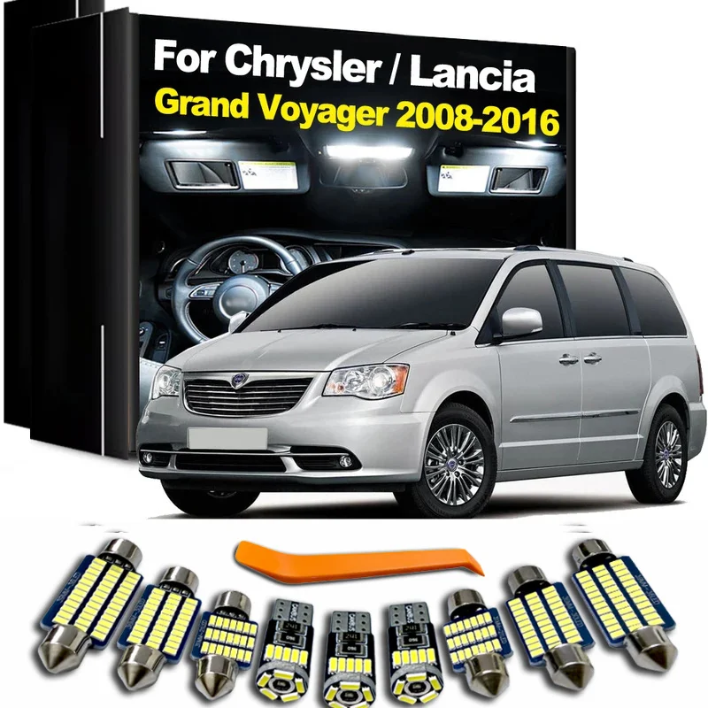 16Pcs LED Bulb Interior Dome Map Reading Trunk Light Kit For Chrysler Lancia Grand Voyager 2008 - 2012 2013 2014 2015 2016