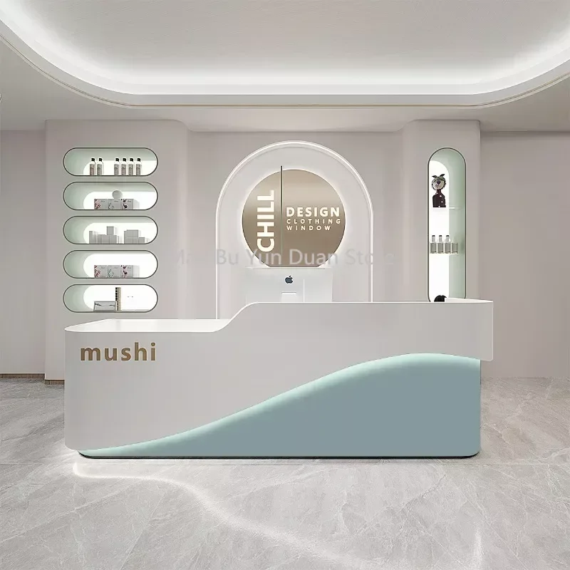 

Standing Reception Desks Podium Cashier Checkout Counter Desk Shop Modern Reception Desk Simple Luxury Comptoir Caisse Furniture