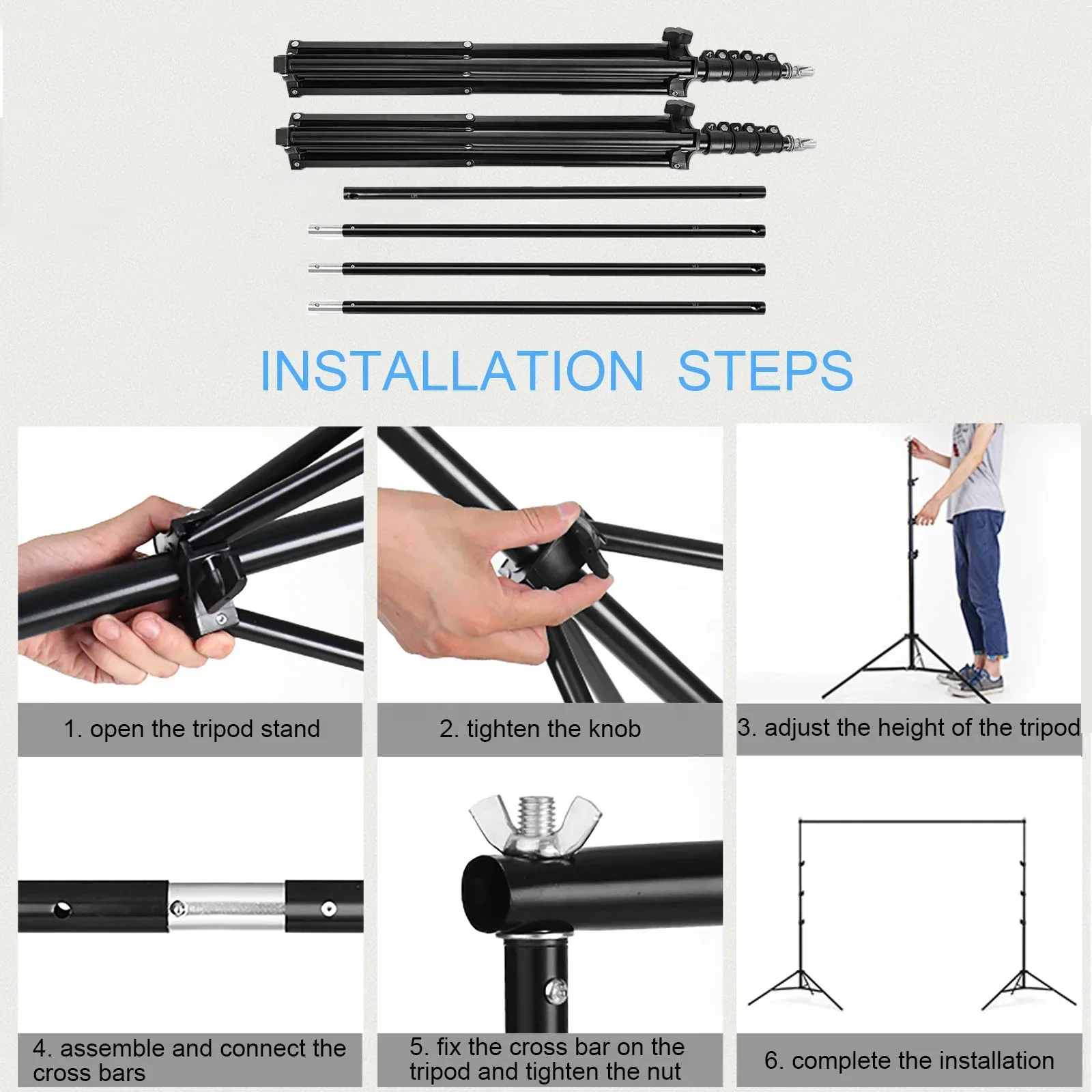 2.6*3M Flexible Adjustable Background Stands Photo Portable Quick Mount Frame Stands for Photography Shooting Party Wedding