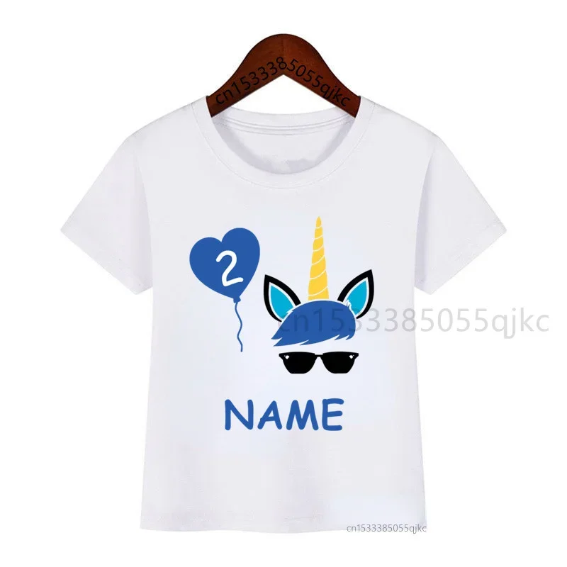 

Kid Custom Name Unicorn Number T-Shirt Boy Girl Funny Birthday Party Gift T-Shirt Baby