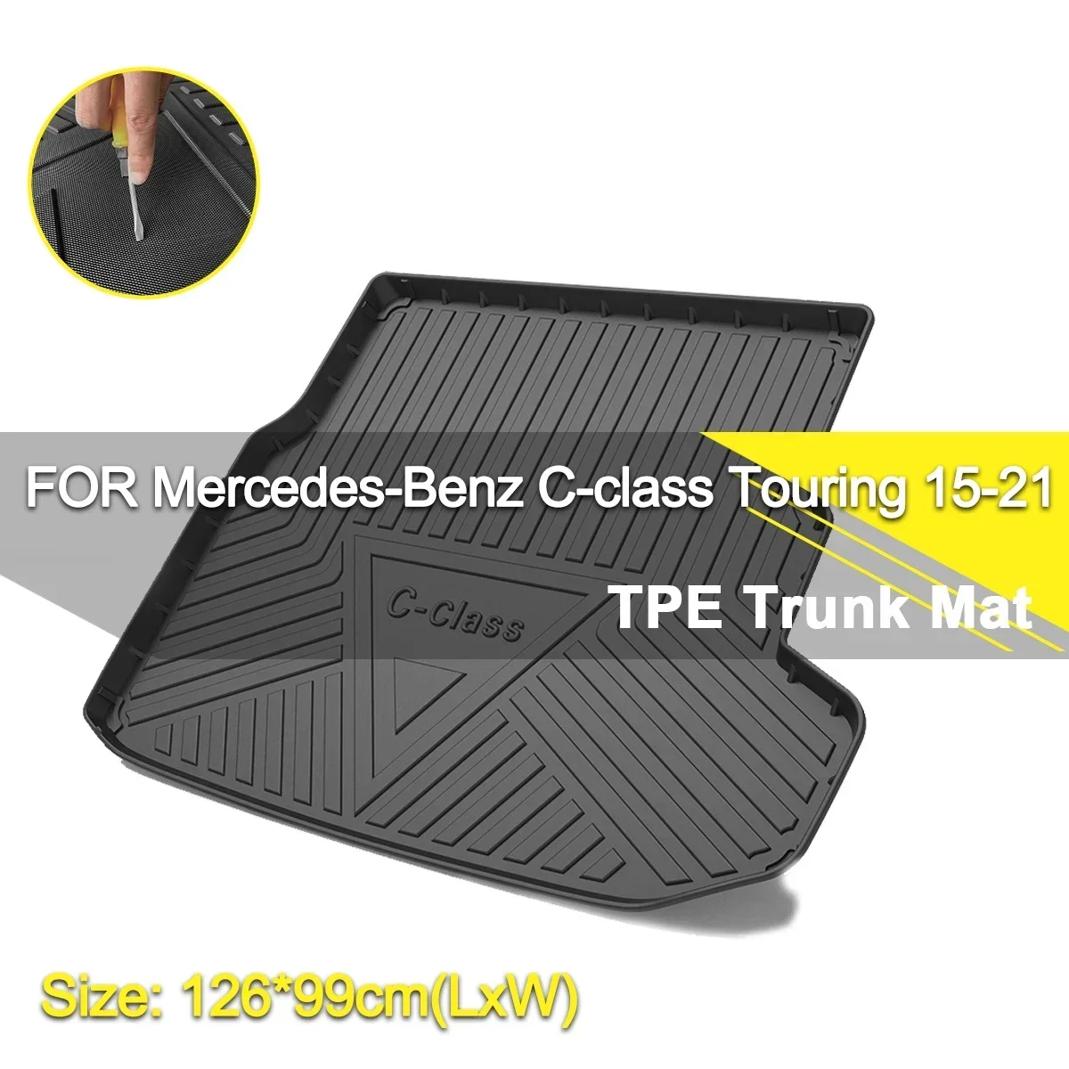 

Car Rear Trunk Cover Mat Waterproof Non-Slip Rubber TPE Cargo Liner Accessories For Mercedes-Benz C Class Touring 2015-2021