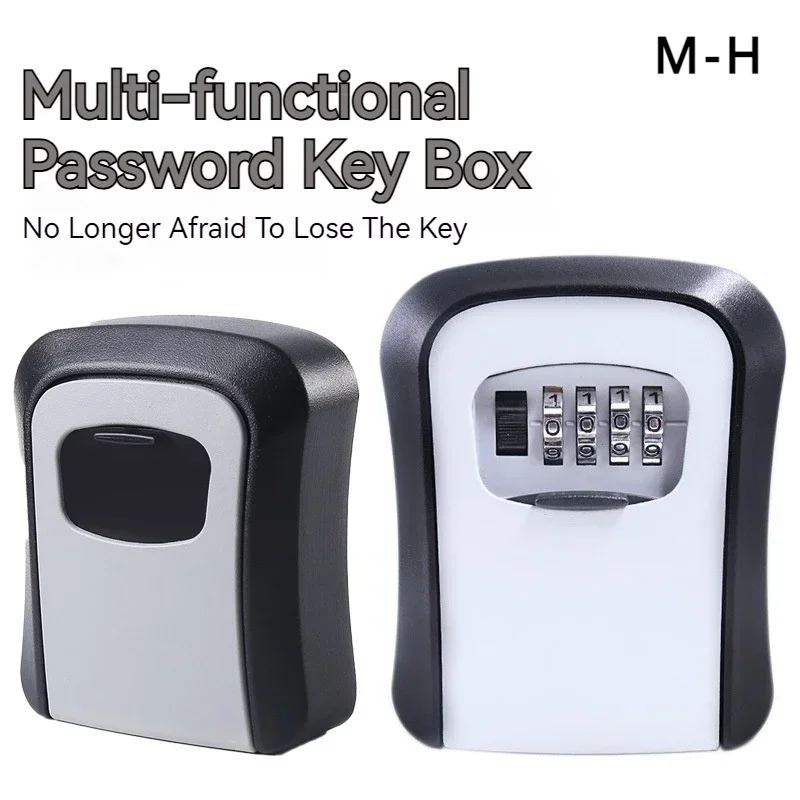 

Wall Mount Key Lock Box 4 Digit Password Code Security Lock No Key for Home Office Key Safe Secret Storage Box Organizer